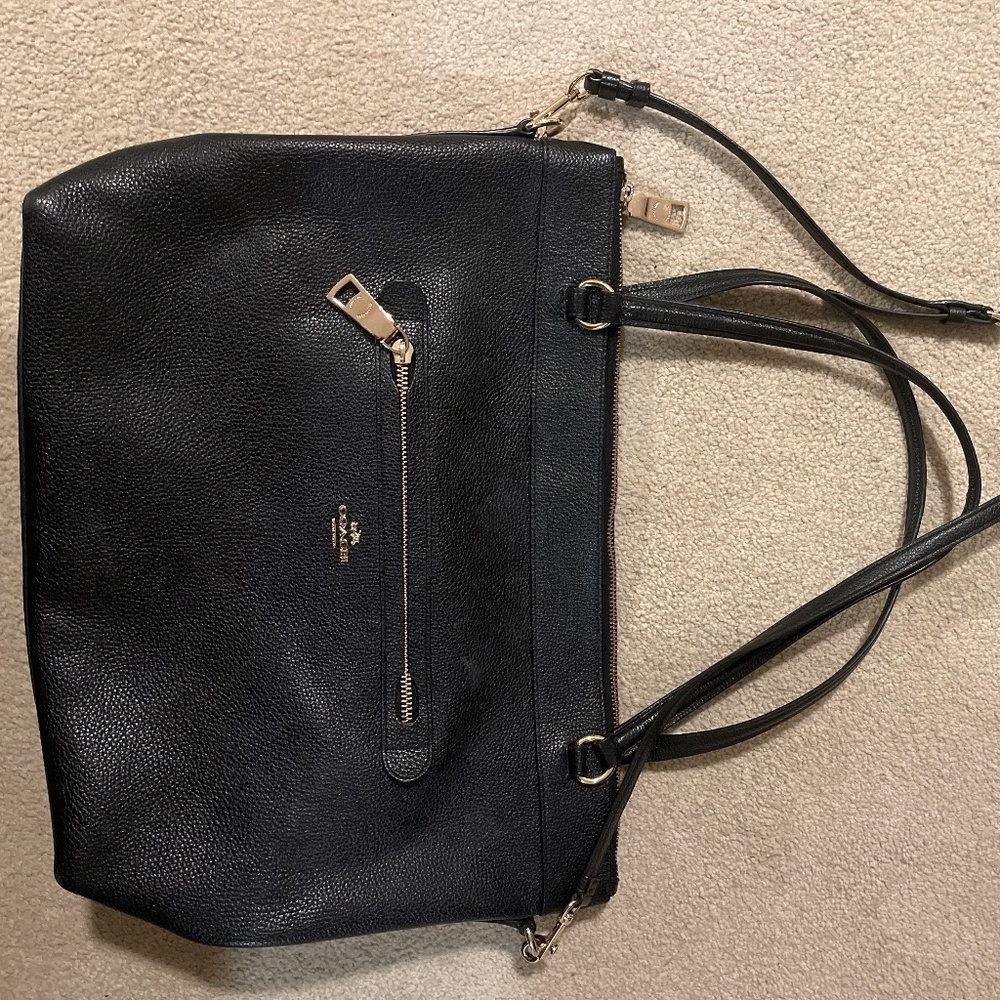 Authentic Black Pebbled Leather Coach Bag